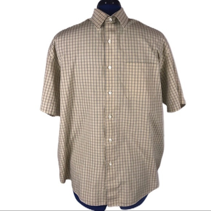 Arrow Men’s XL yellow‎ plaid shirt sleeve button down cotton blend shirt